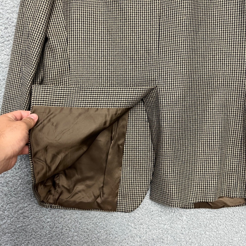 Chaps Ralph Lauren Blazer Mens 42R Brown Houndstooth Excellent Wool Sport Coat - Picture 4 of 15